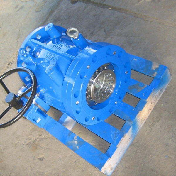 Ductil iron needle valve DN 200 PN 25 with anti cavitation device Holed cylinder